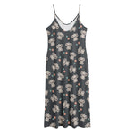 Baby Koala And Floral Pattern Print Jersey Midi Cami Dress