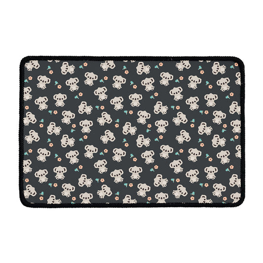 Baby Koala And Floral Pattern Print Kitchen Mat