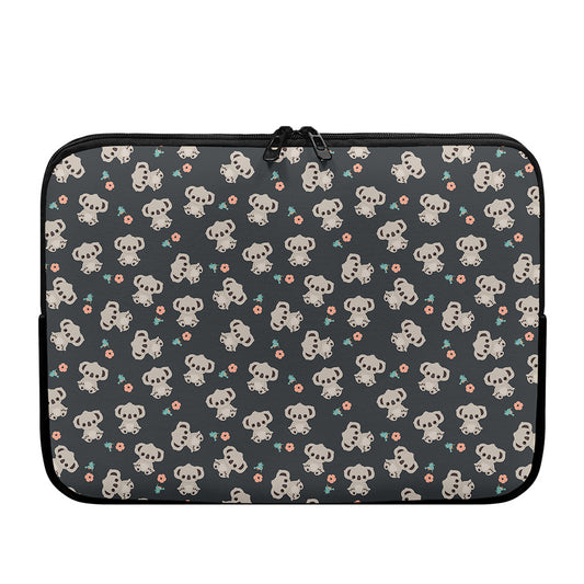 Baby Koala And Floral Pattern Print Laptop Sleeve