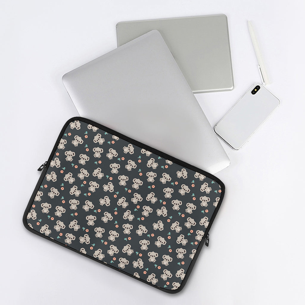 Baby Koala And Floral Pattern Print Laptop Sleeve