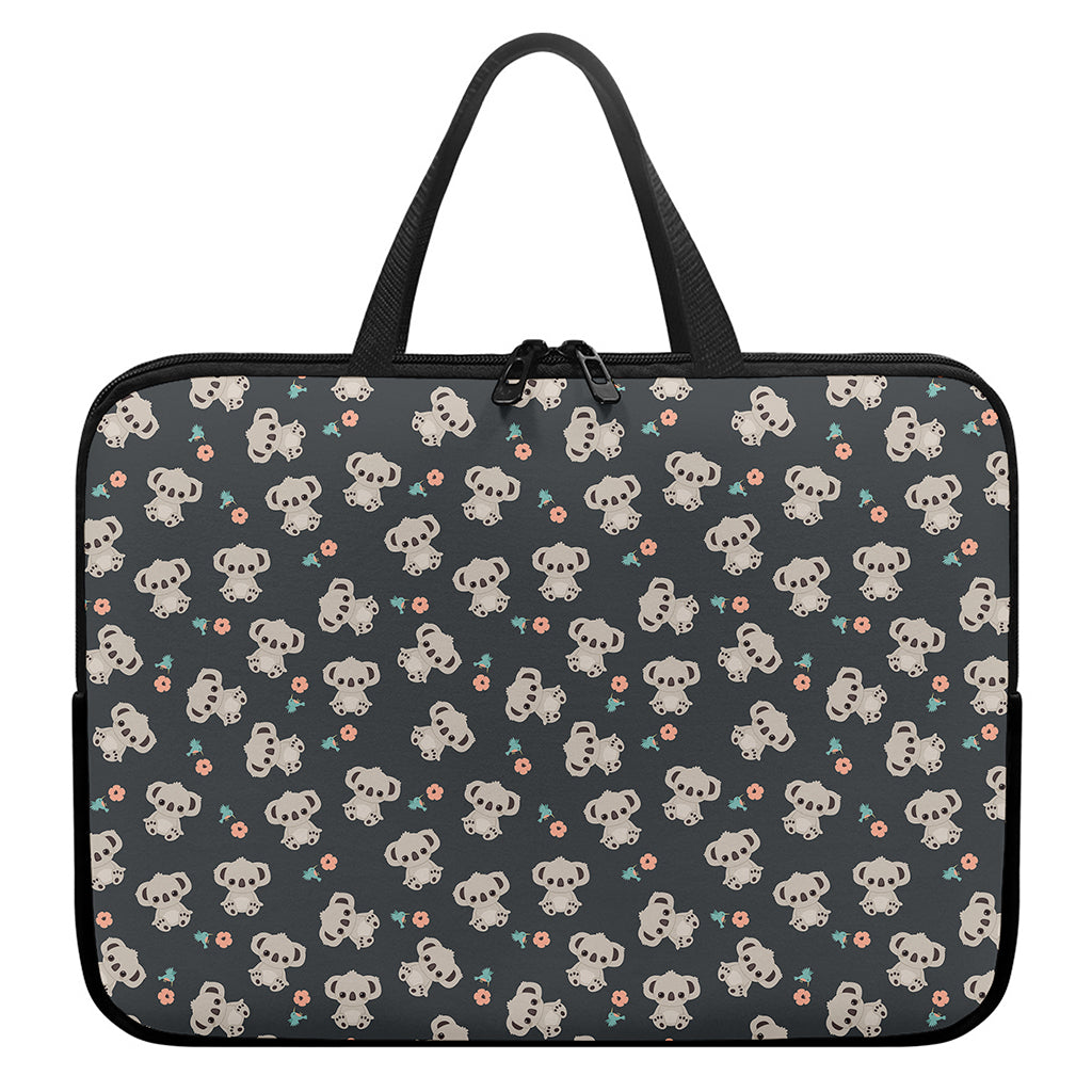 Baby Koala And Floral Pattern Print Laptop Sleeve With Handle