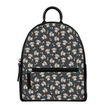 Baby Koala And Floral Pattern Print Leather Backpack