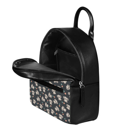 Baby Koala And Floral Pattern Print Leather Backpack