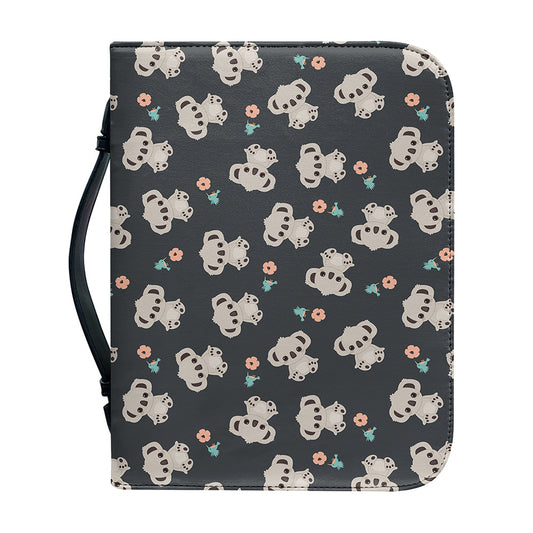 Baby Koala And Floral Pattern Print Leather Bible Cover