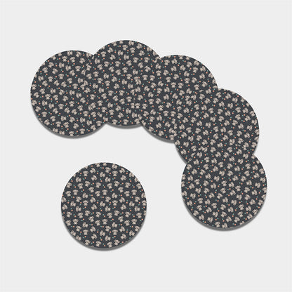 Baby Koala And Floral Pattern Print Leather Coaster Set