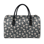 Baby Koala And Floral Pattern Print Leather Duffle Bag