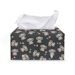 Baby Koala And Floral Pattern Print Leather Tissue Box Cover