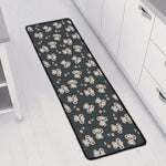 Baby Koala And Floral Pattern Print Long Kitchen Mat