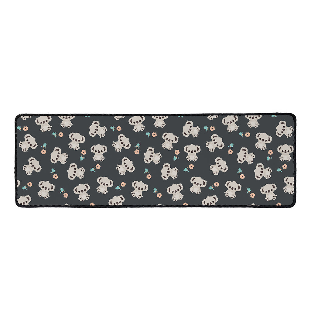 Baby Koala And Floral Pattern Print Long Kitchen Mat