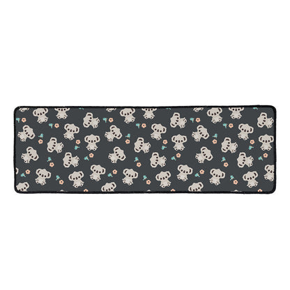 Baby Koala And Floral Pattern Print Long Kitchen Mat