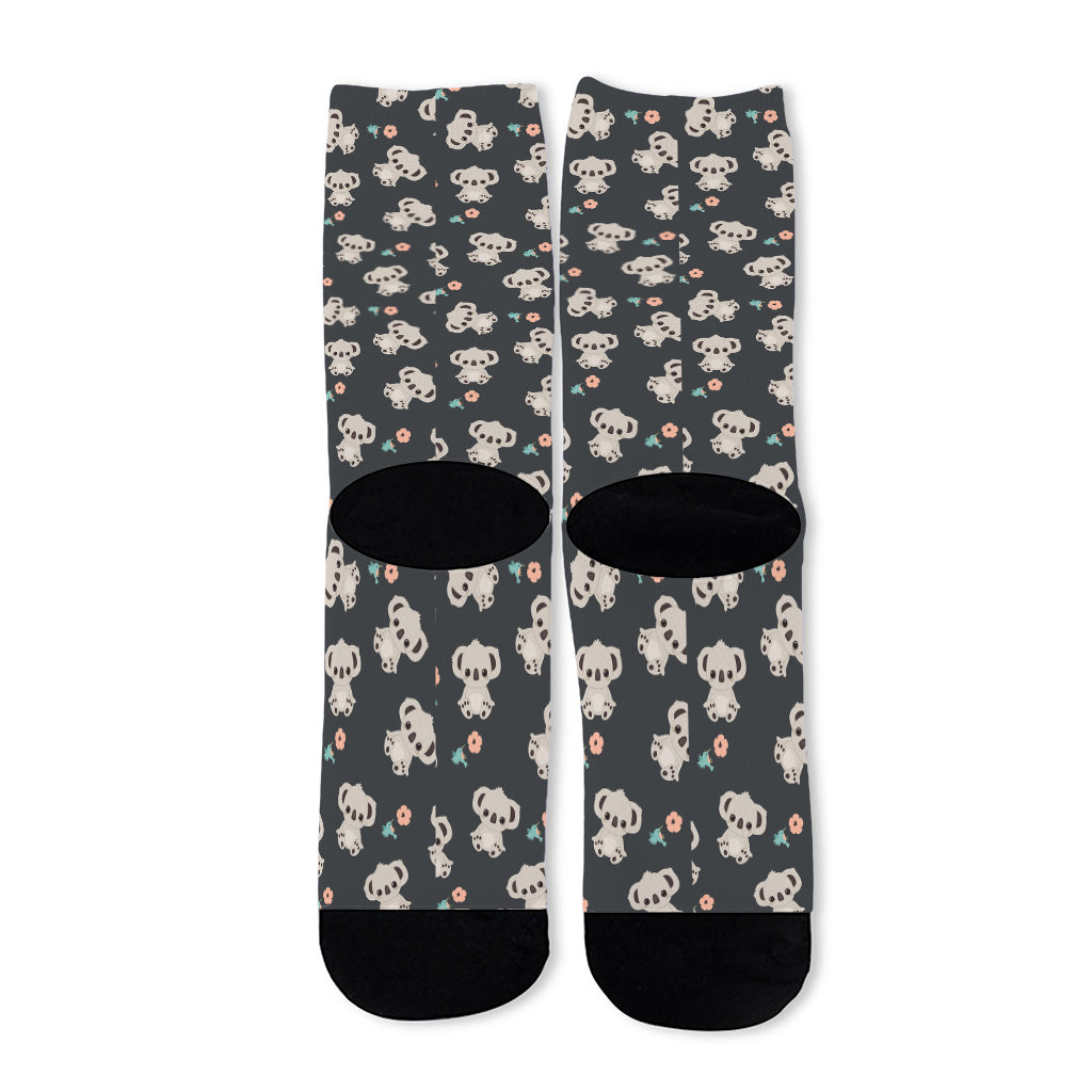 Baby Koala And Floral Pattern Print Long Socks