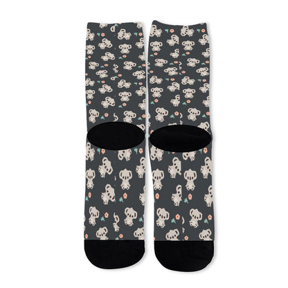 Baby Koala And Floral Pattern Print Long Socks