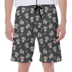 Baby Koala And Floral Pattern Print Men's Beach Shorts