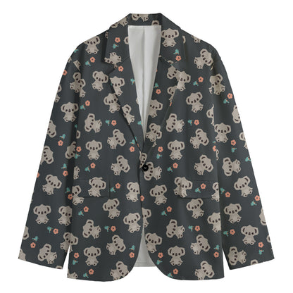 Baby Koala And Floral Pattern Print Men's Blazer
