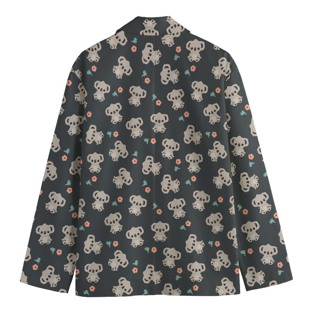 Baby Koala And Floral Pattern Print Men's Blazer