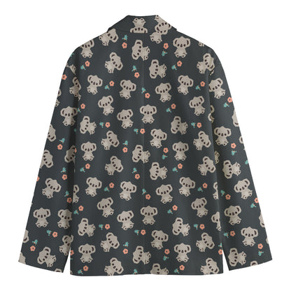 Baby Koala And Floral Pattern Print Men's Blazer
