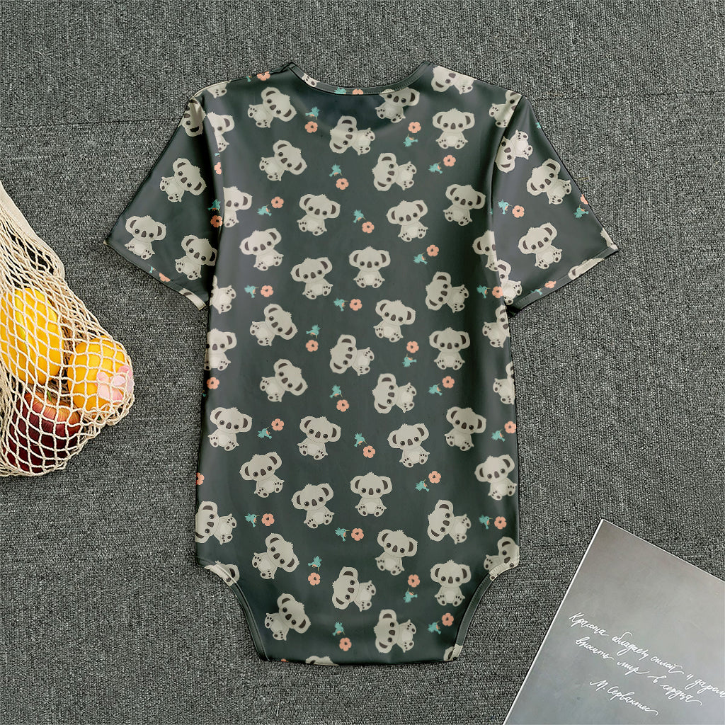 Baby Koala And Floral Pattern Print Men's Bodysuit