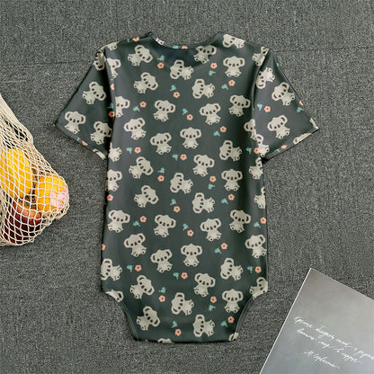 Baby Koala And Floral Pattern Print Men's Bodysuit