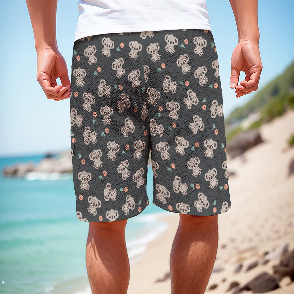 Baby Koala And Floral Pattern Print Men's Cargo Shorts