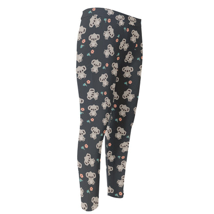 Baby Koala And Floral Pattern Print Men's Compression Pants