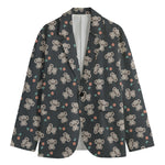 Baby Koala And Floral Pattern Print Men's Cotton Blazer
