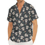 Baby Koala And Floral Pattern Print Men's Deep V-Neck Shirt