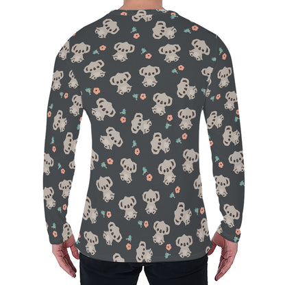 Baby Koala And Floral Pattern Print Men's Long Sleeve T-Shirt