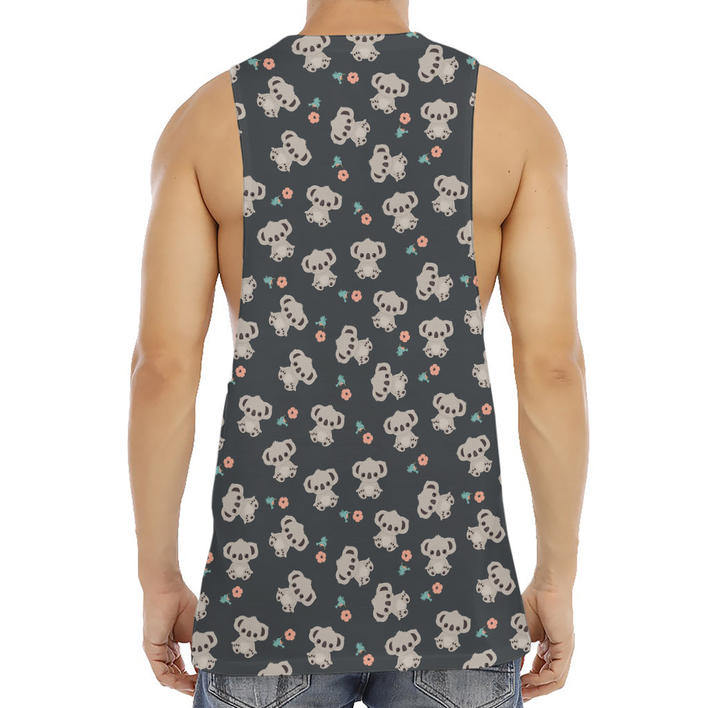 Baby Koala And Floral Pattern Print Men's Muscle Tank Top