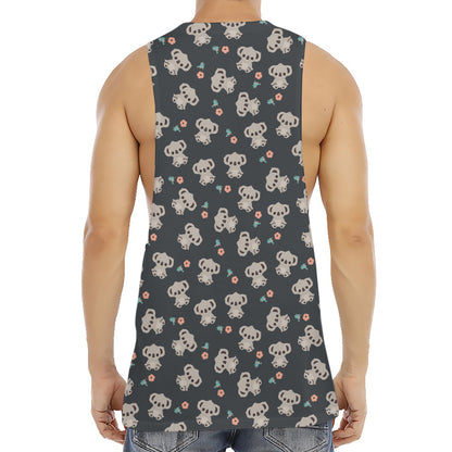Baby Koala And Floral Pattern Print Men's Muscle Tank Top