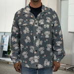 Baby Koala And Floral Pattern Print Men's Shirt Jacket