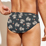 Baby Koala And Floral Pattern Print Men's Swim Briefs