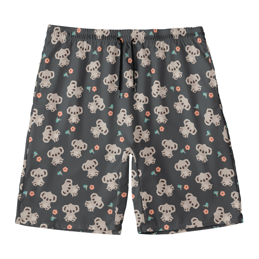 Baby Koala And Floral Pattern Print Men's Swim Trunks