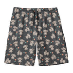 Baby Koala And Floral Pattern Print Men's Swim Trunks