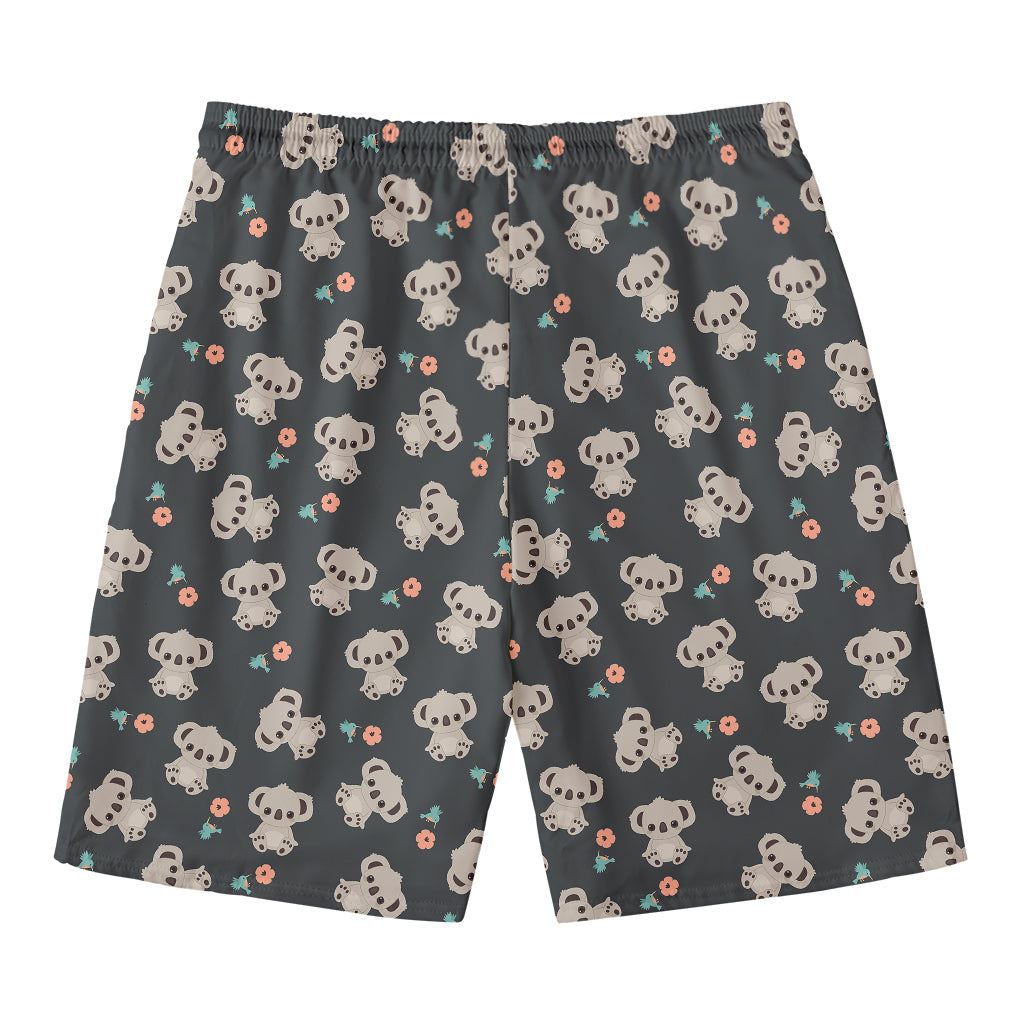 Baby Koala And Floral Pattern Print Men's Swim Trunks