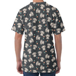 Baby Koala And Floral Pattern Print Men's Velvet T-Shirt