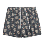 Baby Koala And Floral Pattern Print Mesh Shorts