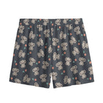 Baby Koala And Floral Pattern Print Mesh Shorts
