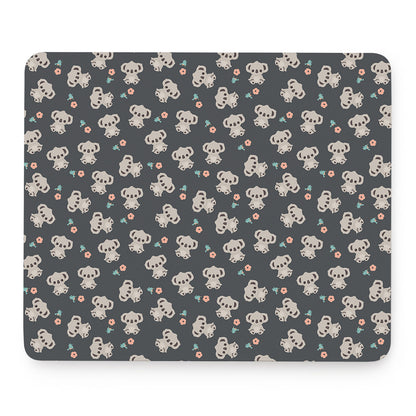 Baby Koala And Floral Pattern Print Mouse Pad