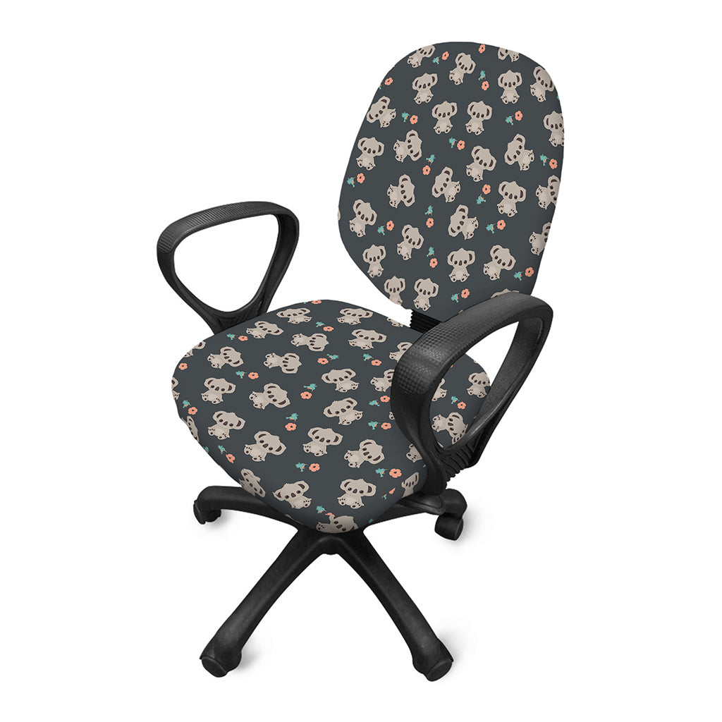 Baby Koala And Floral Pattern Print Office Chair Cover