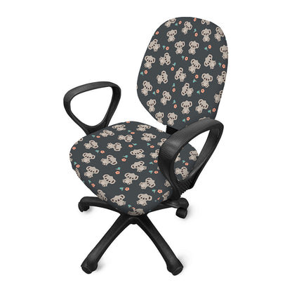 Baby Koala And Floral Pattern Print Office Chair Cover