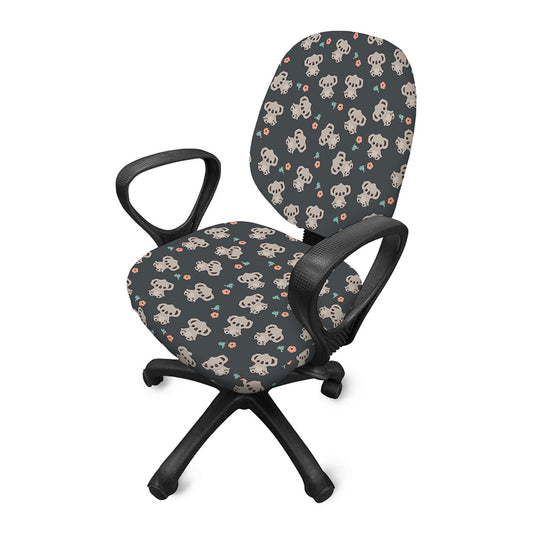 Baby Koala And Floral Pattern Print Office Chair Cover