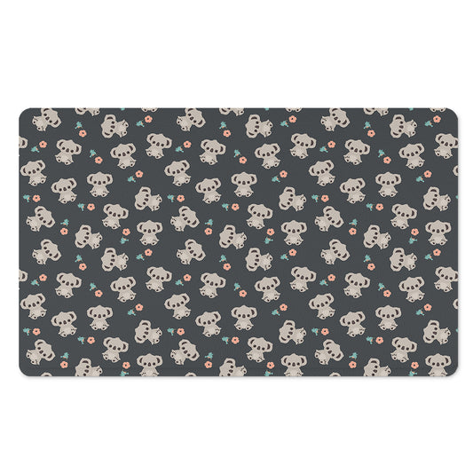 Baby Koala And Floral Pattern Print Polyester Doormat