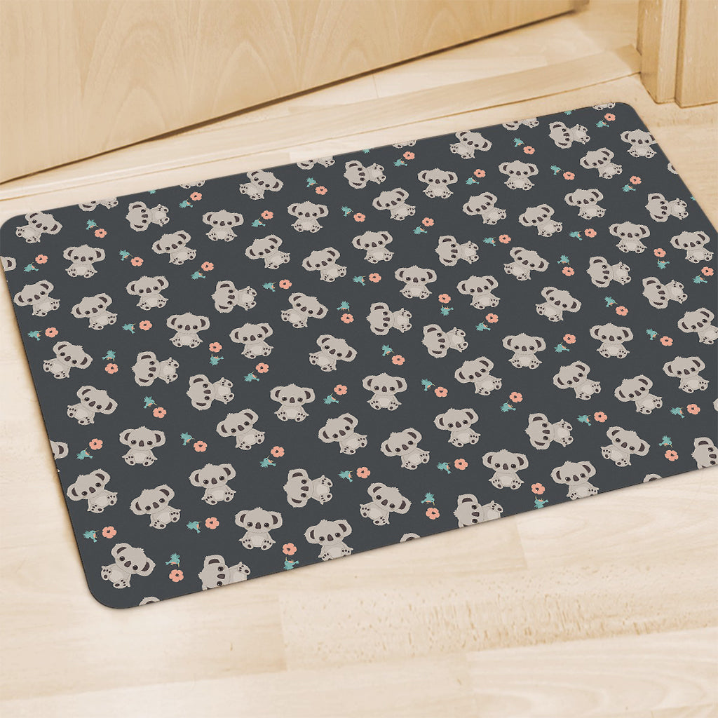 Baby Koala And Floral Pattern Print Polyester Doormat
