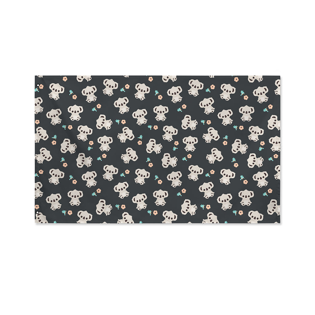 Baby Koala And Floral Pattern Print Polyester Flag