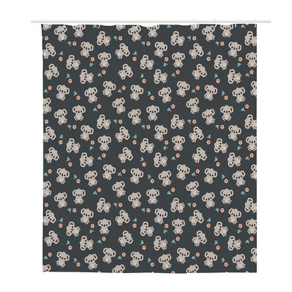 Baby Koala And Floral Pattern Print Polyester Shower Curtain