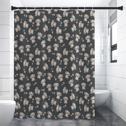 Baby Koala And Floral Pattern Print Premium Shower Curtain