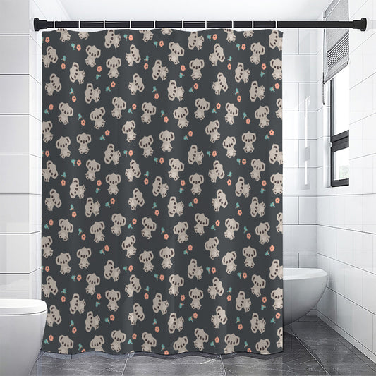 Baby Koala And Floral Pattern Print Premium Shower Curtain