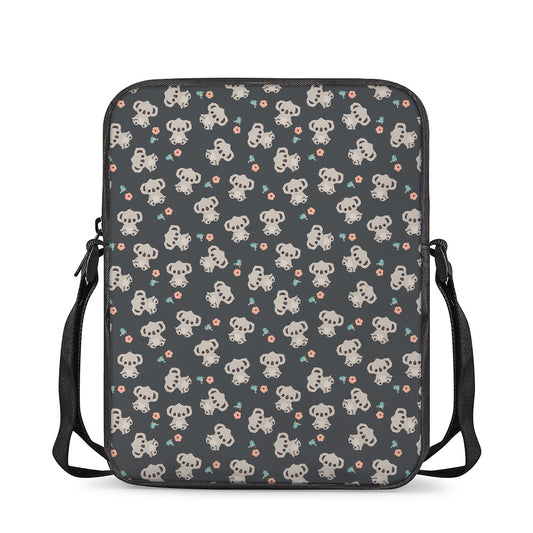 Baby Koala And Floral Pattern Print Rectangular Crossbody Bag