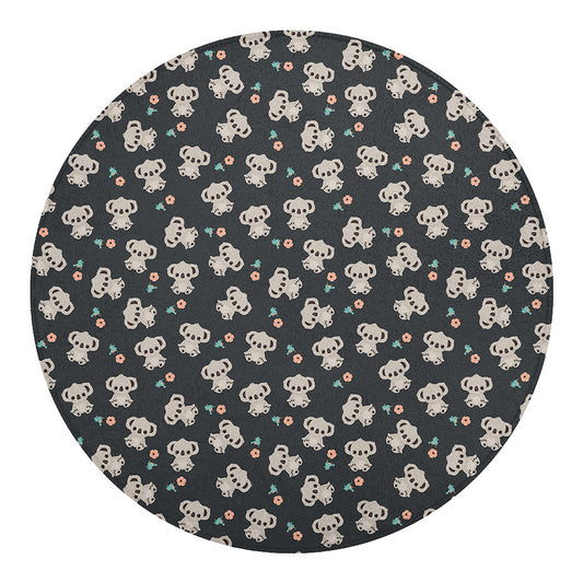Baby Koala And Floral Pattern Print Round Blanket
