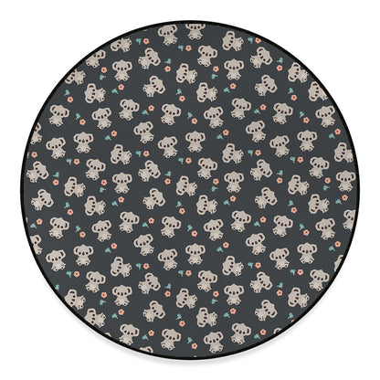 Baby Koala And Floral Pattern Print Round Floor Mat